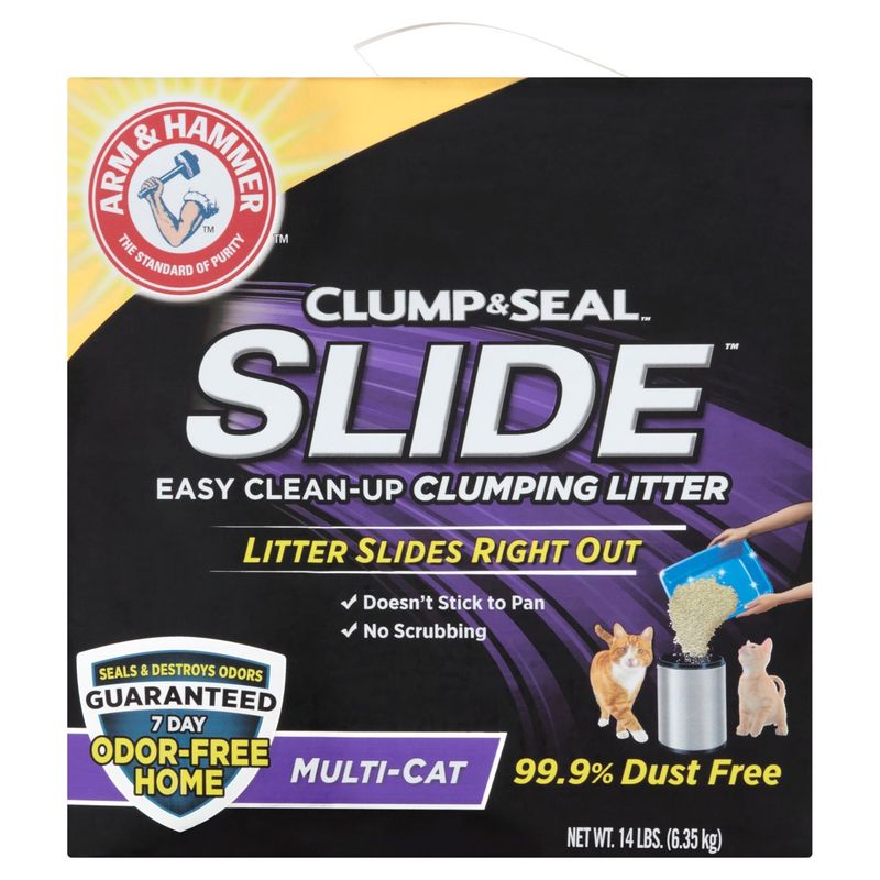 Arm &amp; Hammer Clump &amp; Seal Slide Multi-Cat Easy Clean-Up Clumping Litter, 14 lbs