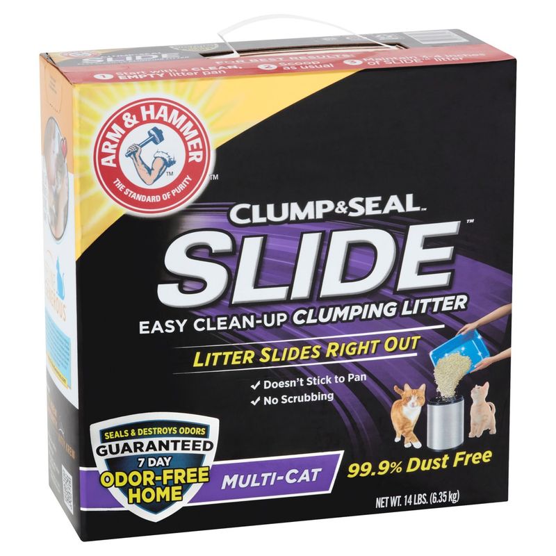 Arm &amp; Hammer Clump &amp; Seal Slide Multi-Cat Easy Clean-Up Clumping Litter, 14 lbs