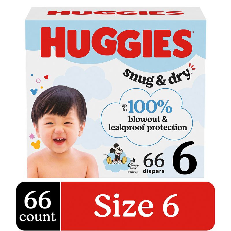 Huggies Snug &amp; Dry Diapers, Size 6, Over 35 lb, 66 count