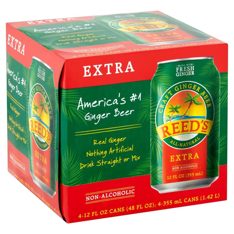 Reed's Extra Craft Ginger Beer, 12 fl oz, 4 count
