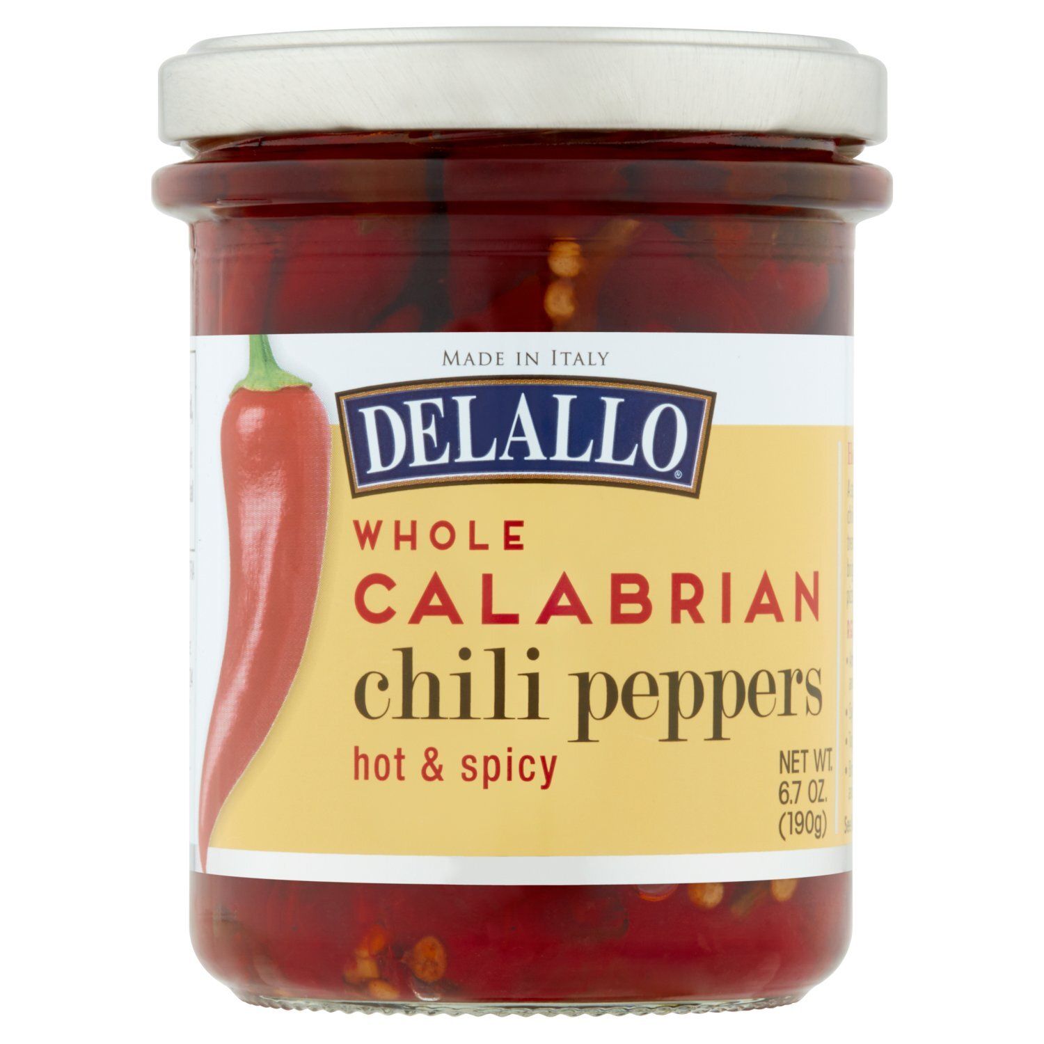 DeLallo Hot &amp; Spicy Whole Calabrian Chili Peppers, 6.7 oz
