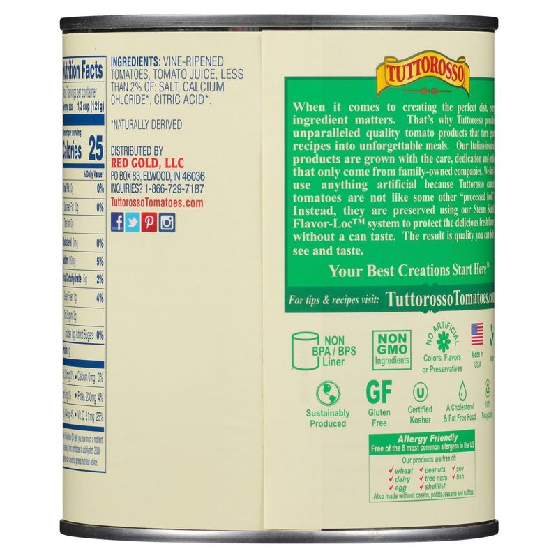 Tuttorosso Peeled Plum Italian Style Tomatoes, 28 oz