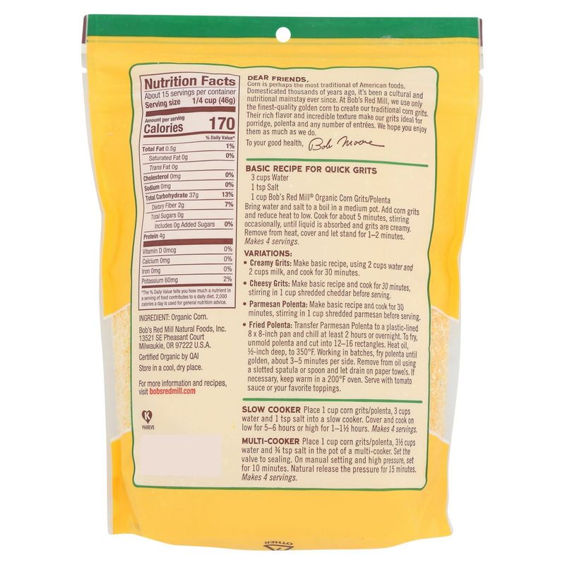 Bob's Red Mill Organic Yellow Corn Polenta, 24 oz