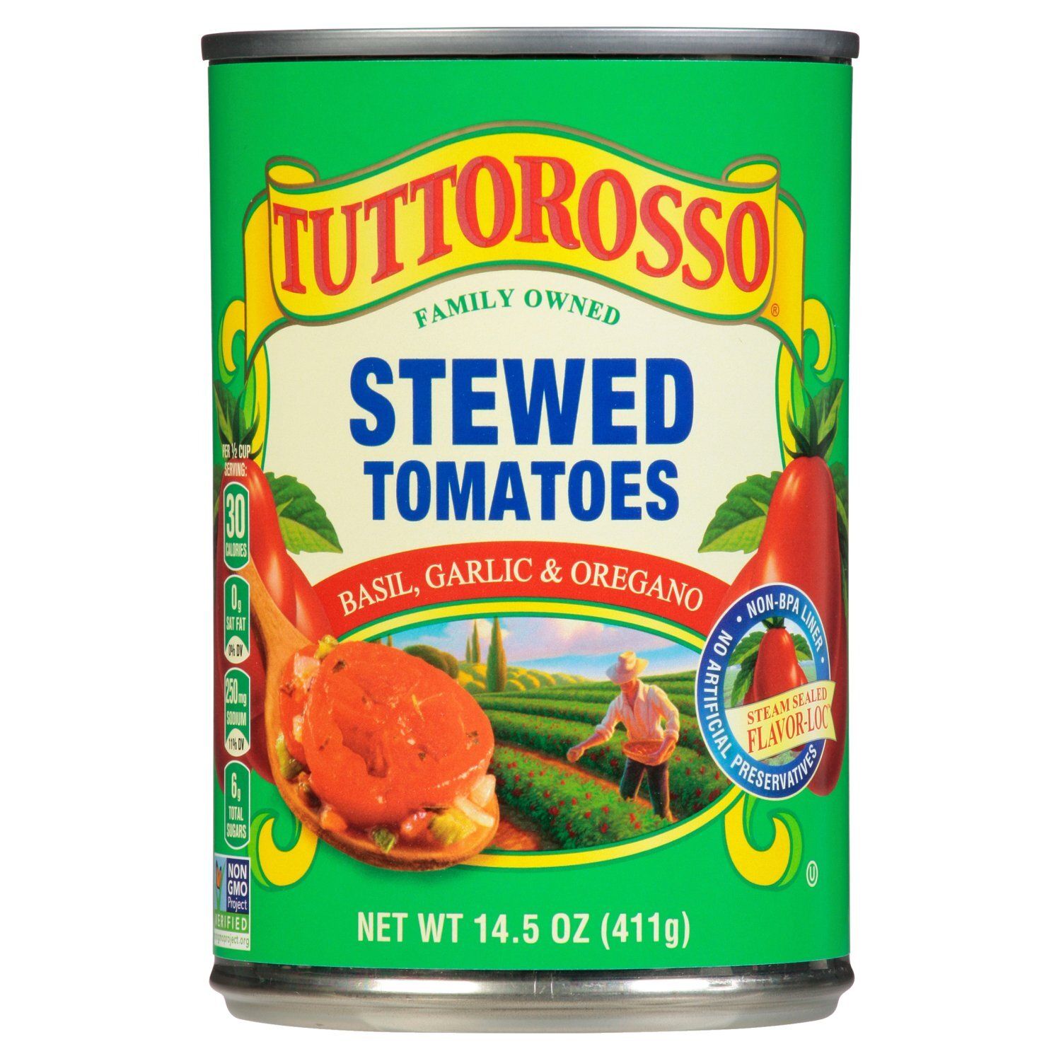 Tuttorosso Basil, Garlic &amp; Oregano Stewed Tomatoes, 14.5 oz