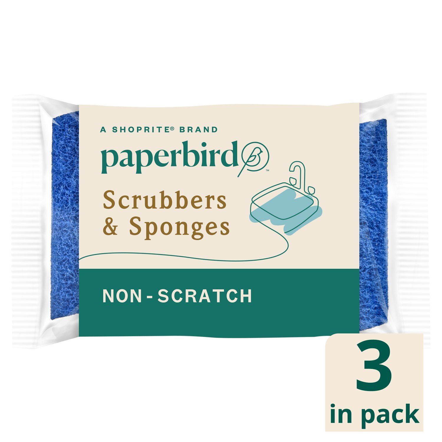 Paperbird Non-Scratch Scrubbers &amp; Sponges, 3 count