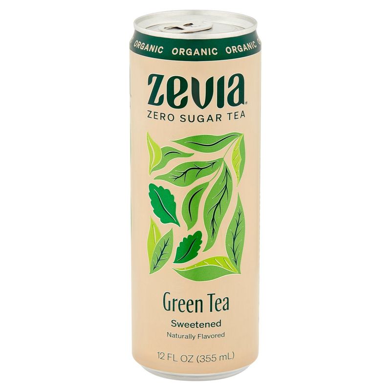 Zevia Organic Sweetened Zero Sugar Green Tea, 12 fl oz