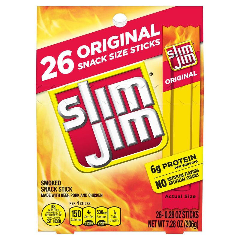 Slim Jim Original Smoked Snack Stick, 0.28 oz, 26 counts