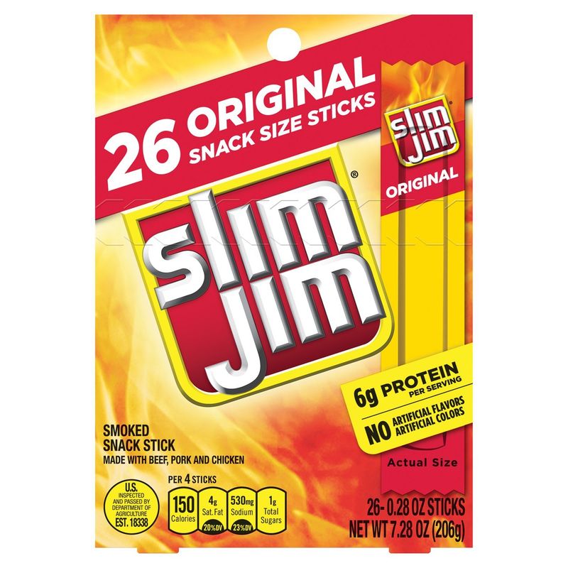 Slim Jim Original Smoked Snack Stick, 0.28 oz, 26 counts