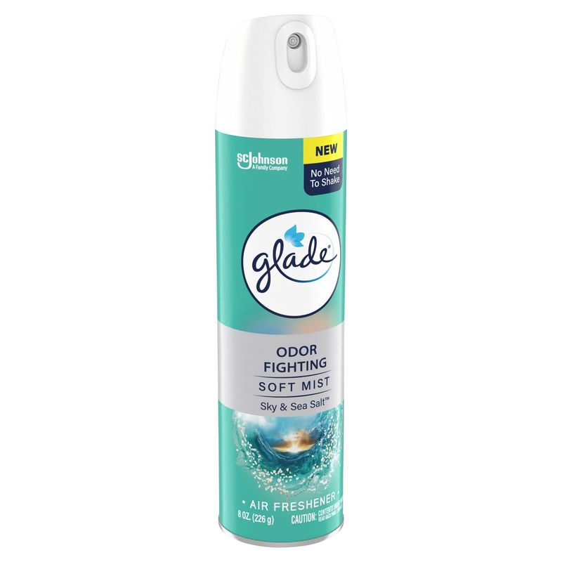 Glade Odor Fighting Soft Mist Air Freshener Room Spray, Sky &amp; Sea Salt, 8.0oz, 1pk