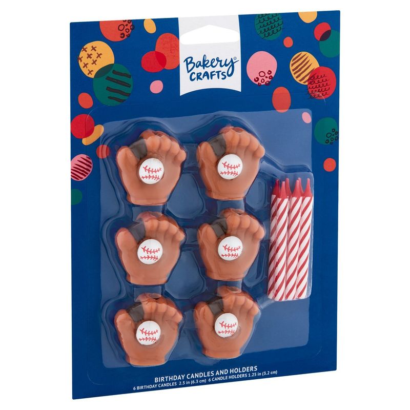 Bakery Crafts Baseball Birthday Candles and Holders