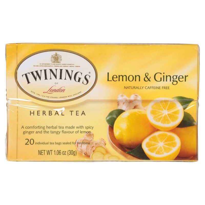 Twinings Lemon &amp; Ginger Flavoured Herbal Tea Bags, 20 count, 1.06 oz