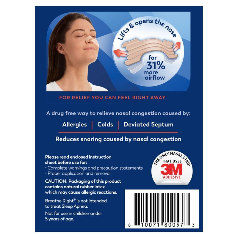 Breathe Right Extra Strength Tan Nasal Strips, 44 count