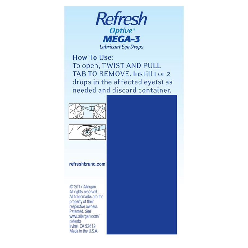 Refresh Optive® MEGA-3 Lubricant Eye Drops Non-Preserved Tears, 0.01 fl oz (0.4mL) each Sterile