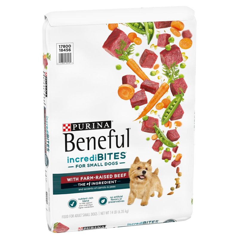 Purina Beneful IncrediBites with Farm-Raised Beef Food for Adult Small Dogs, 14 lb