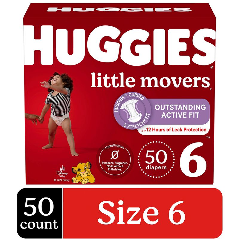 Huggies Little Movers Diapers, Size 6, Over 35 lb, 50 count