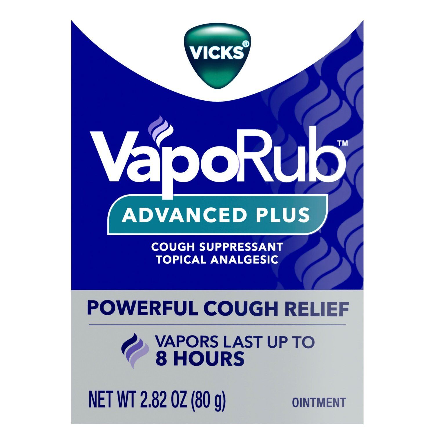 Vicks VapoRub Advanced Plus, Powerful Cough Suppressant, Topical Chest Rub &amp; Analgesic Ointment, Me