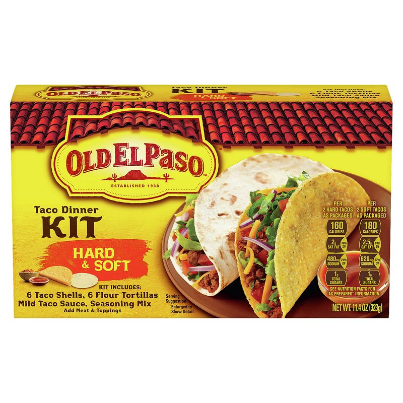 Old El Paso Hard &amp; Soft Taco Dinner Kit, 11.4 oz