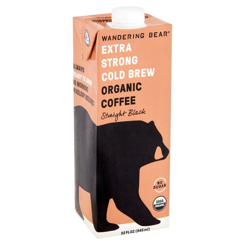 Wandering Bear Straight Black Extra Strong Cold Brew Organic Coffee, 32 fl oz