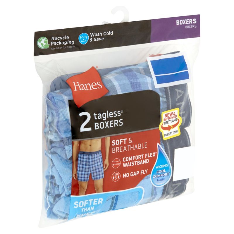 Hanes Tagless Boxers, L, 2 count