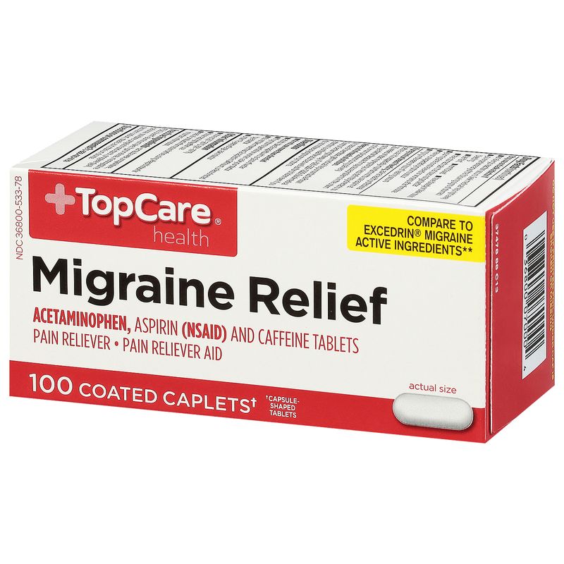 TopCare Acetaminophen Migraine Formula - With Caffeine, 100 each