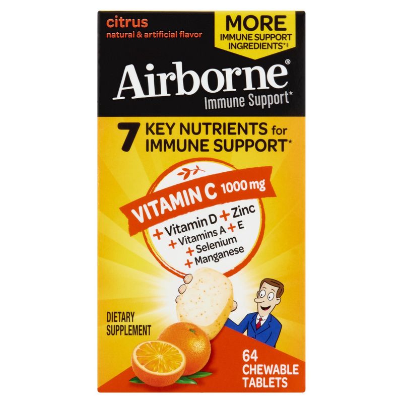 Airborne Citrus Immune Support Dietary Supplement, 64 count