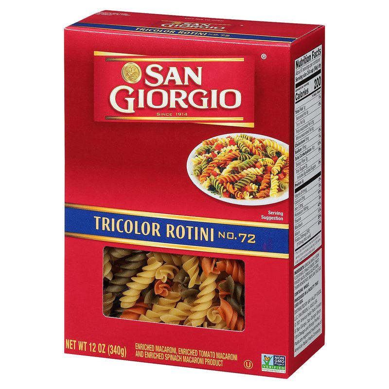 San Giorgio Tricolor Rotini No. 72 Enriched Macaroni Product, 12 oz