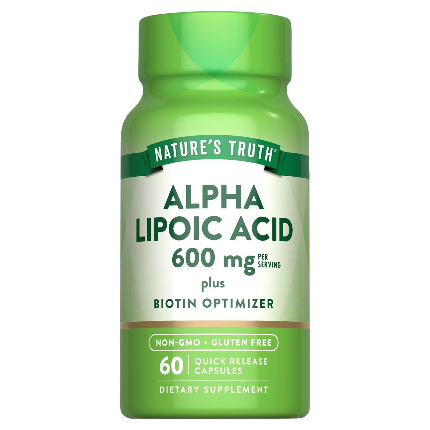 Nature's Truth Alpha Lipoic Acid Plus Biotin Optimizer Dietary Supplement, 60 count