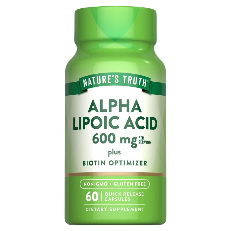 Nature's Truth Alpha Lipoic Acid Plus Biotin Optimizer Dietary Supplement, 60 count