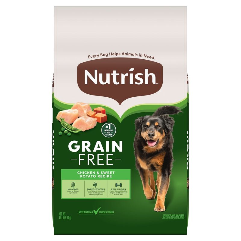 Nutrish Grain Free Chicken &amp; Sweet Potato Recipe Complete and Balanced Natural Food for Dogs, 13 lb