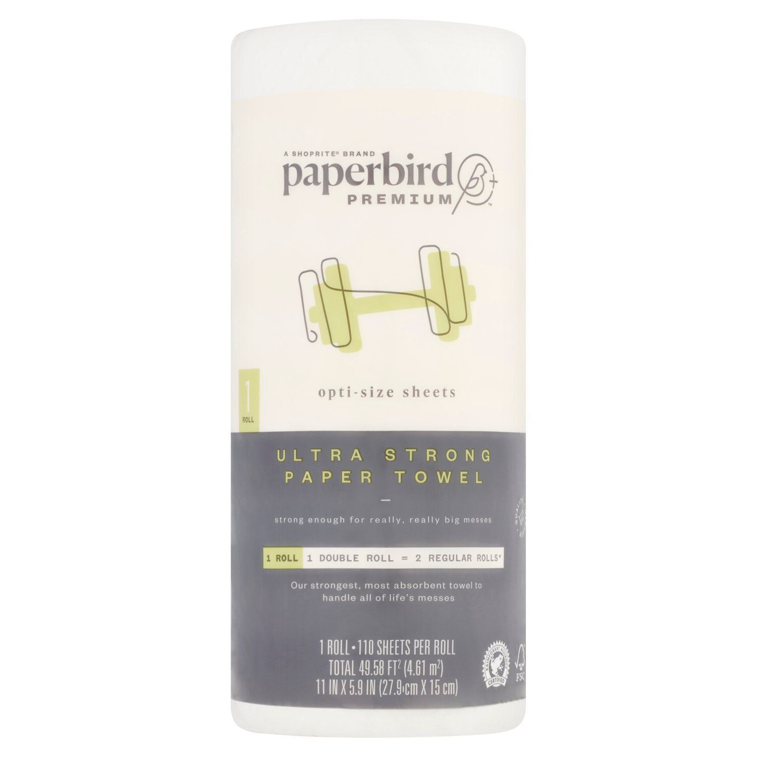 Paperbird Premium Opti-Size Sheets Ultra Strong Paper Towel, 110 sheets per roll