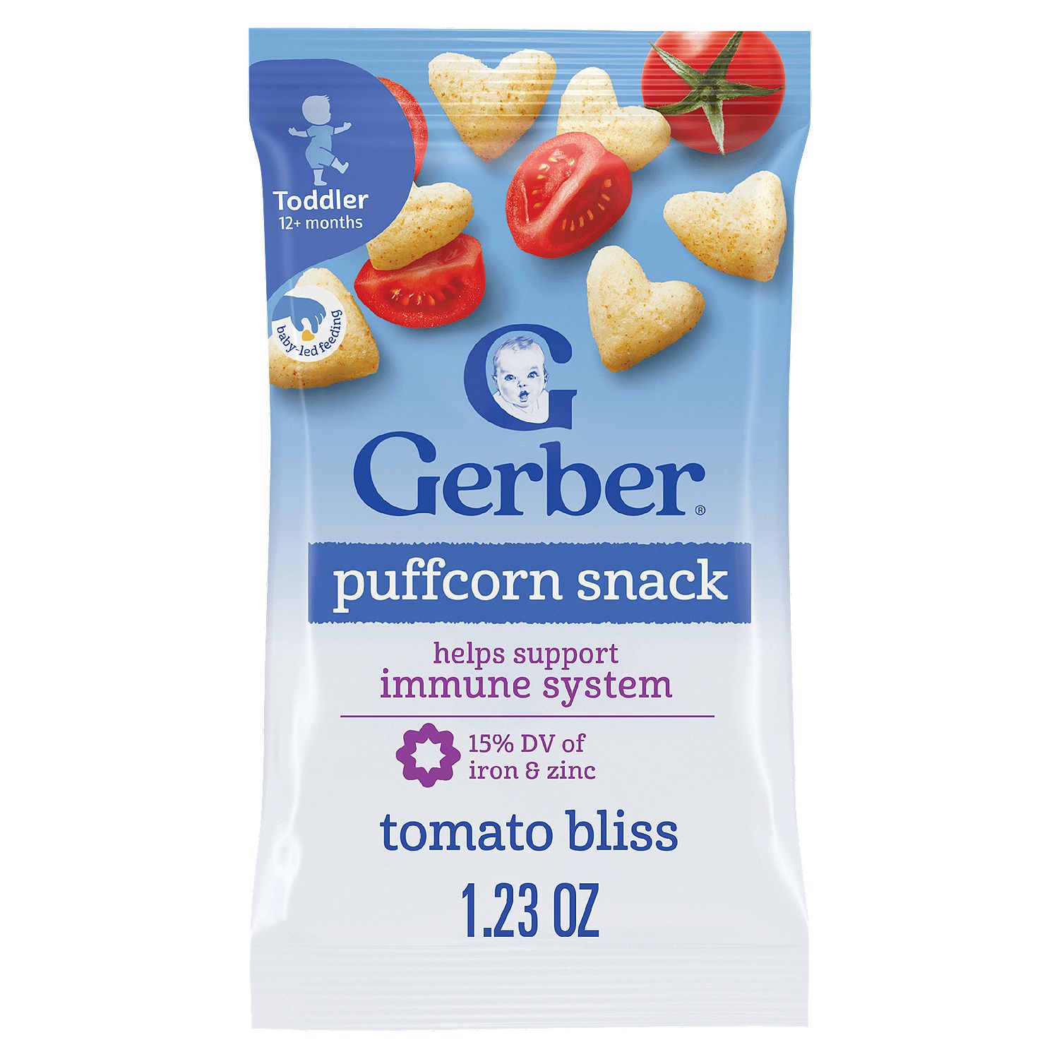 Gerber Tomato Bliss Puffcorn Snack Baby Food, Toddler 12+ months, 1.23 oz
