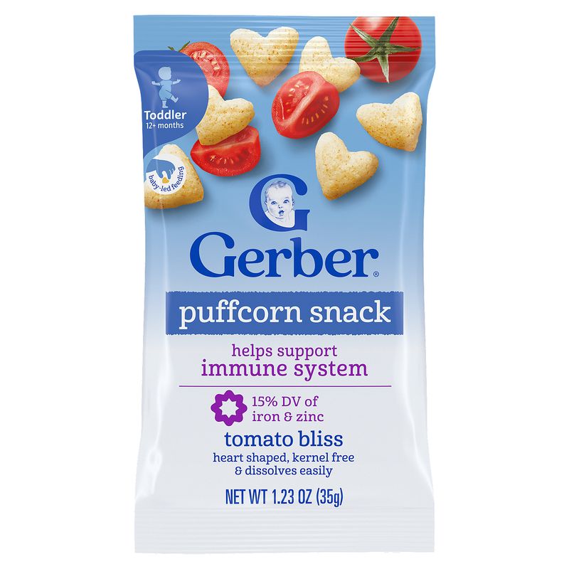 Gerber Tomato Bliss Puffcorn Snack Baby Food, Toddler 12+ months, 1.23 oz