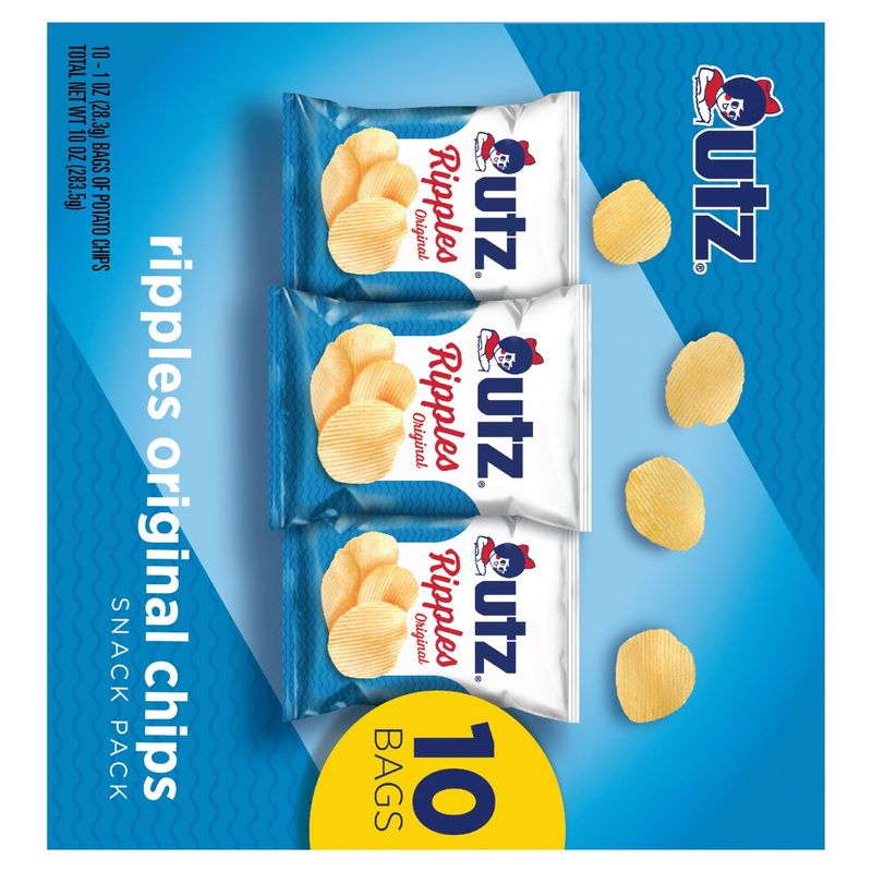 Utz Ripples Original Chips Snack Pack, 1 oz, 10 count
