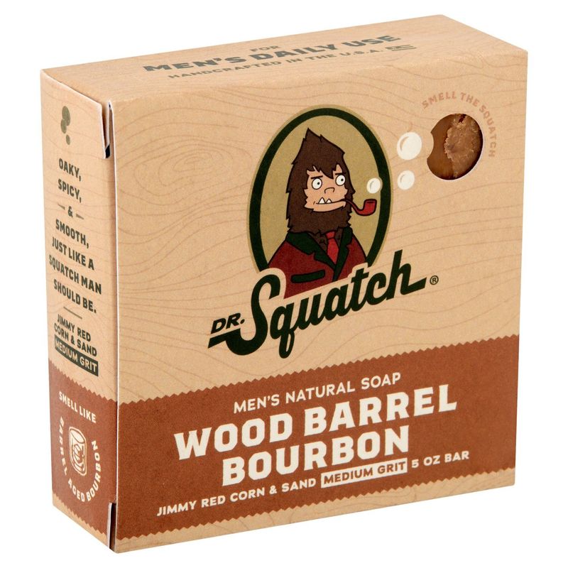 Dr. Squatch Wood Barrel Bourbon Men's Natural Soap, 5 oz