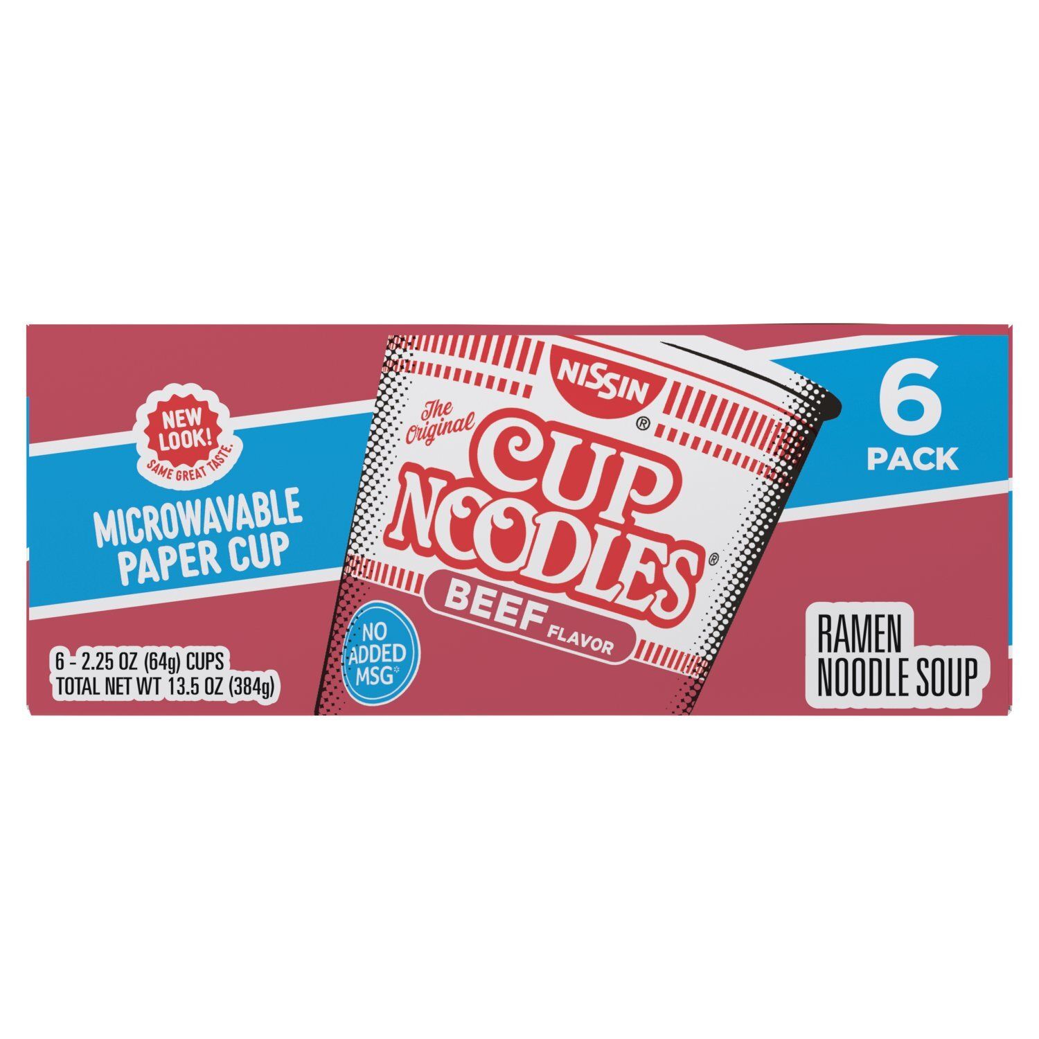 Nissin Cup Noodles The Original Beef Flavor Ramen Noodle Soup, 2.25 oz, 6 count