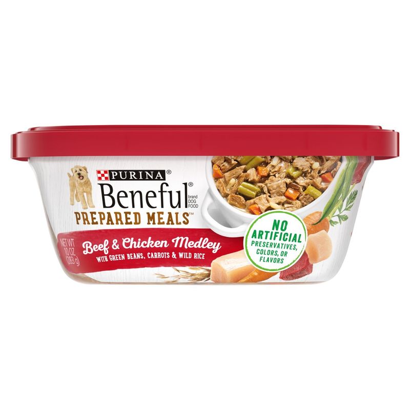 Purina Beneful Prepared Meals Beef &amp; Chicken Medley Dog Food, 10 oz