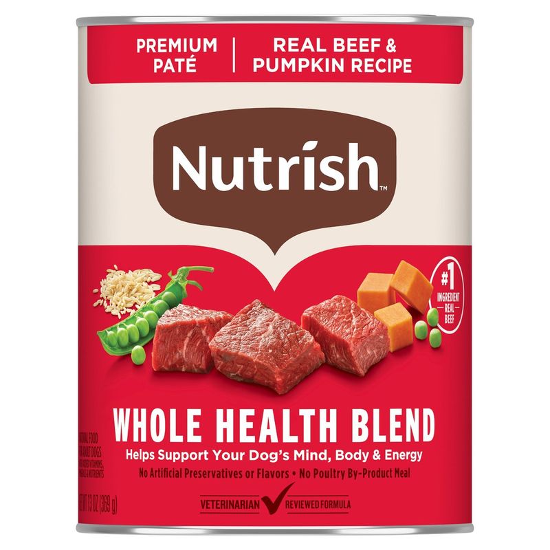 Nutrish Premium Paté Real Beef &amp; Pumpkin Recipe Natural Food for Adult Dogs, 13 oz