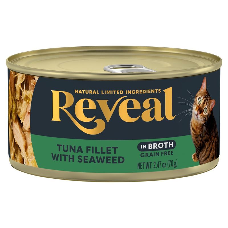 Reveal Grain Free Tuna Fillet with Seaweed in Broth Cat Food Mixer, 2.47oz