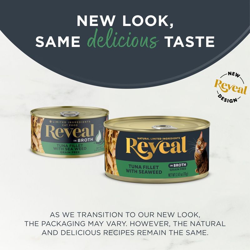 Reveal Grain Free Tuna Fillet with Seaweed in Broth Cat Food Mixer, 2.47oz