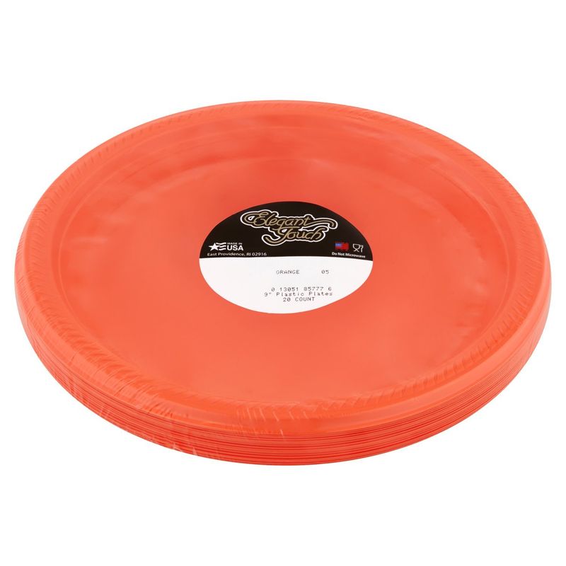 Elegant Touch 9" Orange Plastic Plates, 20 count