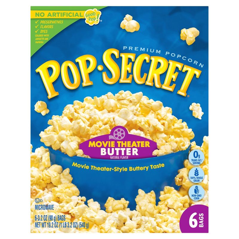 Pop Secret Movie Theater Butter Microwave Premium Popcorn, 3.2 oz, 6 count