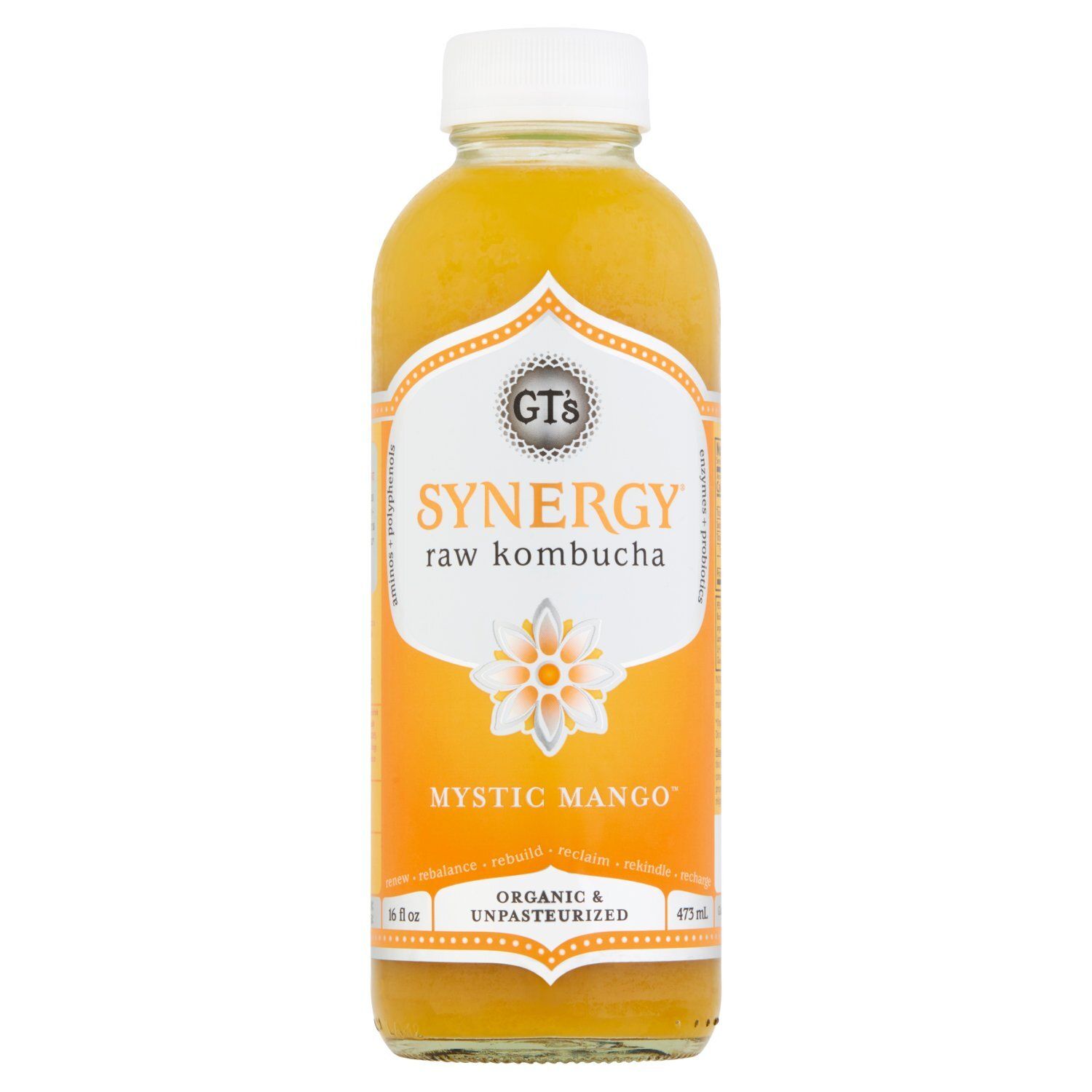 GT's Synergy Mystic Mango Raw Kombucha, 16 fl oz