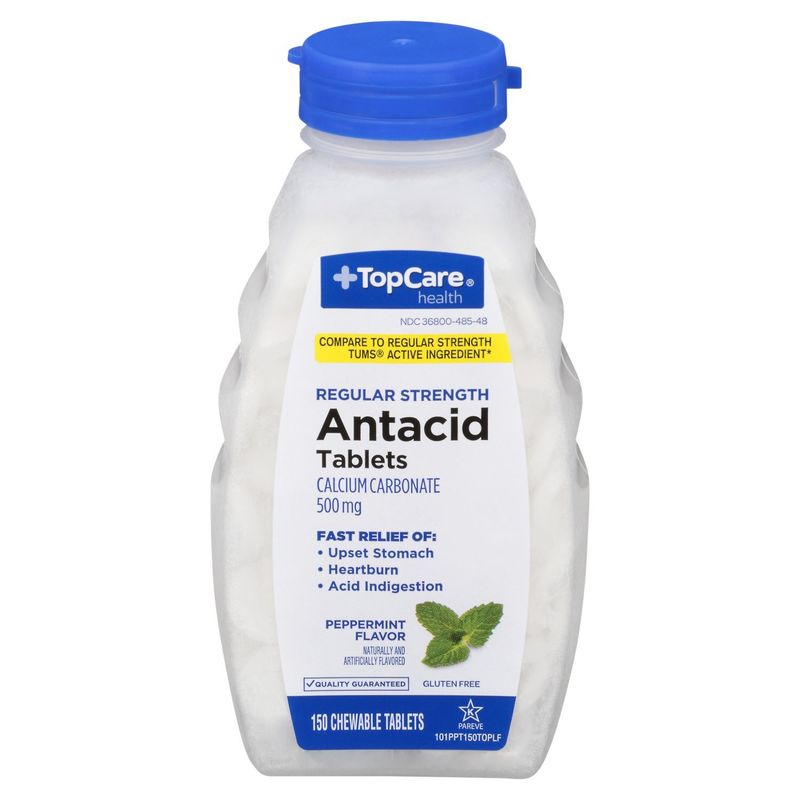 TopCare Health Regular Strength Peppermint Flavor Antacid Tablets, 150 count