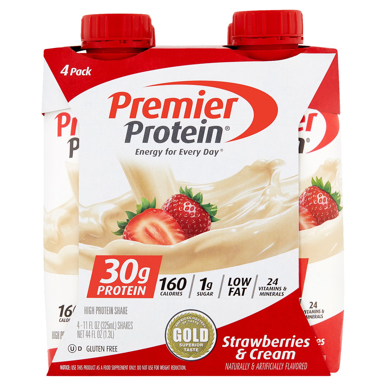 Premier Protein Strawberries &amp; Cream High Protein Shakes, 11 fl oz, 4 count