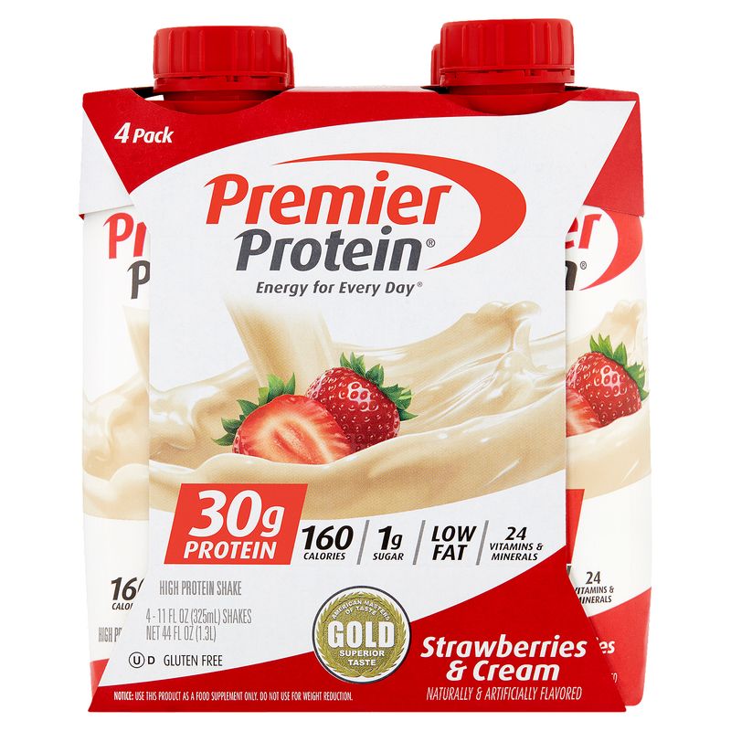 Premier Protein Strawberries &amp; Cream High Protein Shakes, 11 fl oz, 4 count