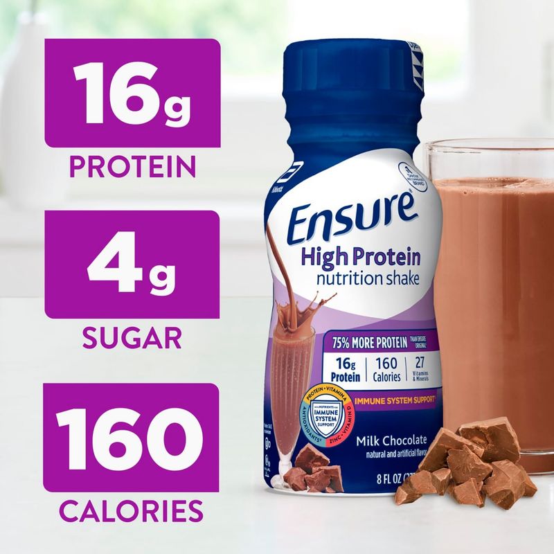 Ensure Milk Chocolate High Protein Nutrition Shake, 8 fl oz, 12 count