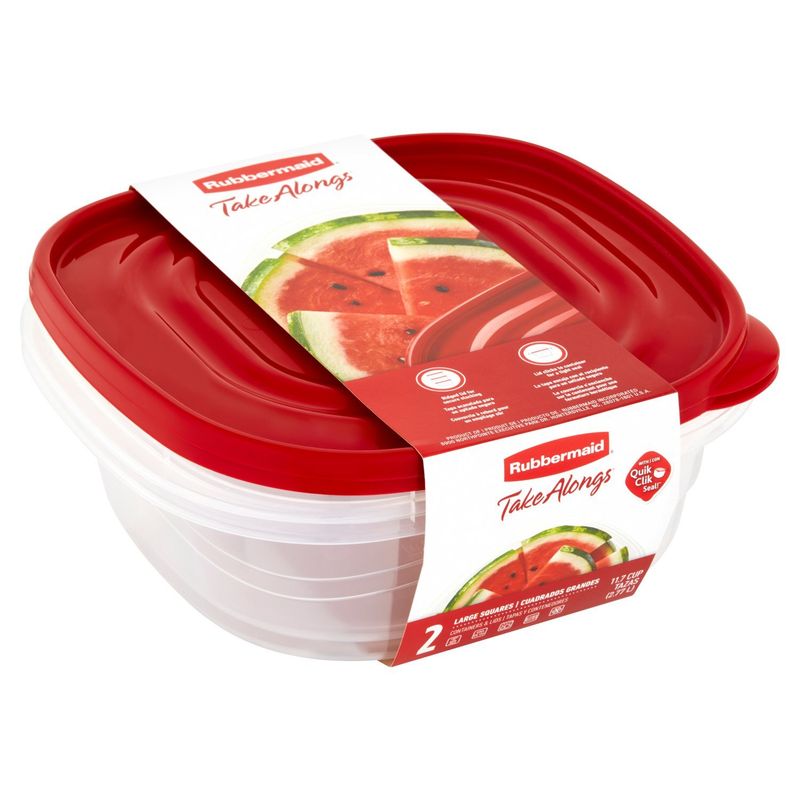Rubbermaid Take Alongs 11.7 Cups Large Squares Containers &amp; Lids, 2 count