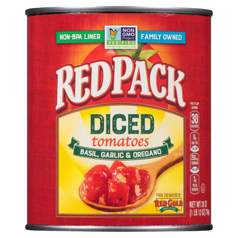 Red Gold RedPack Basil, Garlic &amp; Oregano Diced Tomatoes, 28 oz