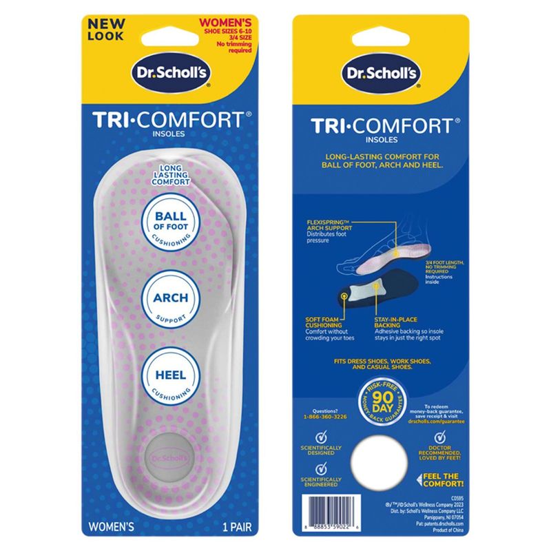 Dr. Scholl's Tri-Comfort Women's Insoles, Shoe Size 6-10, 1 pair
