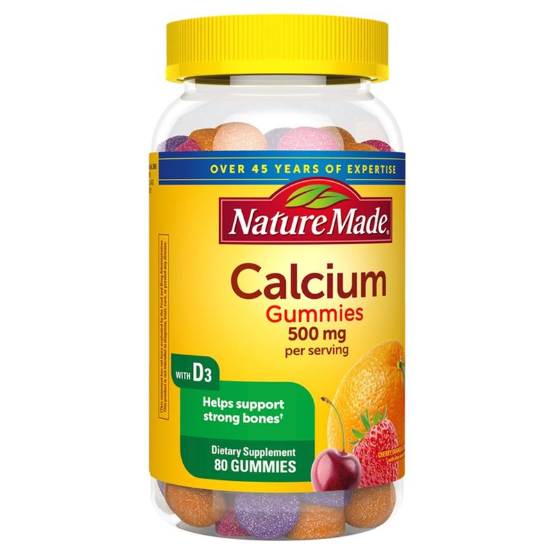 Nature Made Calcium 500 mg with Vitamin D3 for Immune Support, Gummies, 80 Count